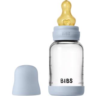 Bibs Glass Baby Bottle Round Latex Slow Flow Baby Blue (120 ml)