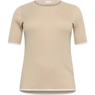 Kaffe Curve Kclizzy Rib Contrast Pullover Strik 10583381 Feather G. With Chalk Contrast (XLARGE)