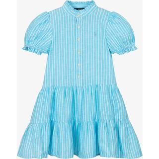 Polo Ralph Lauren Polo Ralph Lauren Bright Blue Girls Stripe Linen Blend Shirt Dress