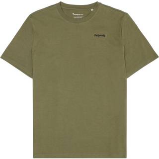 KnowledgeCotton Apparel Regular S/S Heavy Single Footprint T-shirt størrelse M farve olivengrøn