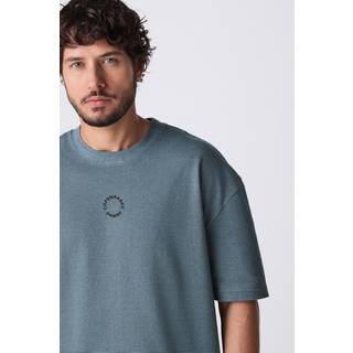 Next Blue Relaxed Fit Graphic Print Heavyweight Striped T-Shirt