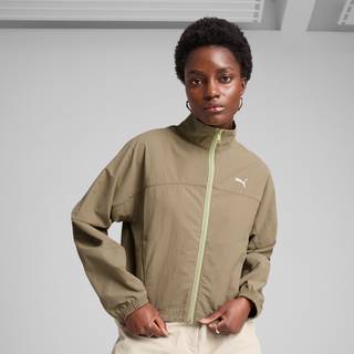 Women&#39;s Puma DARE TO Oversized Zip-Off Woven Jacket, Brown, Size L, Clothing - Velvet Moss - L