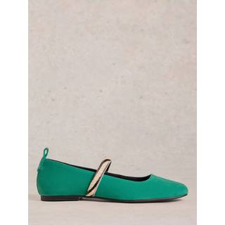 White Stuff White Stuff Green Minnie Strap Leather Ballerinas - EU 38.5 (UK 6)