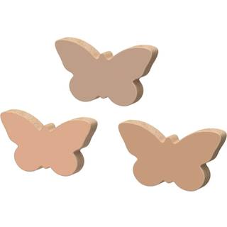 Håndlavede vægkroge Butterfly i bøgetræ, sæt á 3 stk