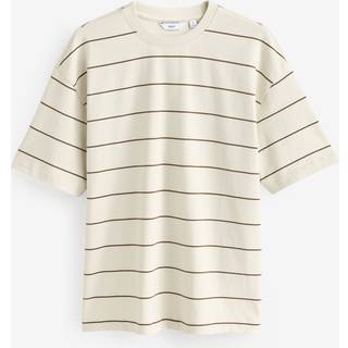 Next Ecru Relaxed Fit Stripe Heavyweight 100% Cotton T-Shirt