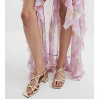 River Island River Island Gold Wide Fit Strappy Block Heel Sandals