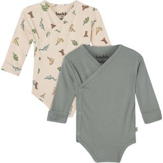 Buddy & Hope GOTS Max Wrap Body 2-pak Sage Green / Dinosaur 62/68 cm  Grøn Dyr 62/68 cm  unisex