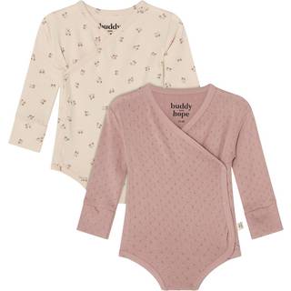 Buddy & Hope Max Floral Pattern Baby Body Pink 2-pak 50/56 cm  Lyserød Blomster 50/56 cm  unisex