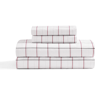 Tommy Hilfiger - Sheet Set Cotton Percale Bedding With Matching Pillowcase Crisp & Cool Premium Quality Home Essentials (Glasgow Windowspane Blue