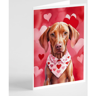 Caroline's Treasures DAC5453GCA7P Vizsla Mine Valentine lykønskningskortpakke med 8 blanke kort med konvolutter, finurlig A7 -størrelse 5x7 tomme
