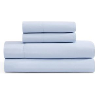 Tommy Hilfiger - Sheet Set Cotton Percale Bedding With Matching Pillowcases Crisp & Cool Solid Home Essentials (Blue King)