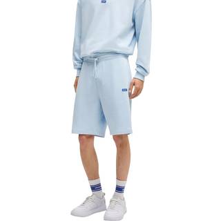 Shorts i sweatstof af bomuld med løbesnor og blåt logomærkat