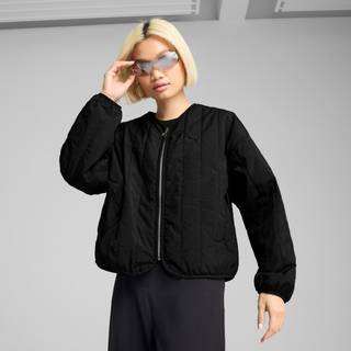 Women&#39;s Puma Relaxed Reversible Liner Jacket, Black, Size L, Clothing - Black - L