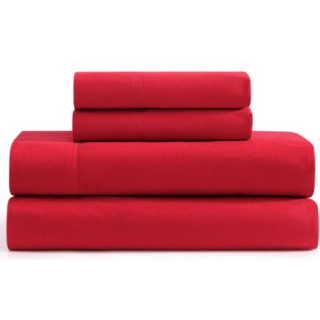 Tommy Hilfiger - Sheet Set Cotton Percale Bedding With Matching Pillowcases Crisp & Cool Solid Home Essentials (Red Twin XL)