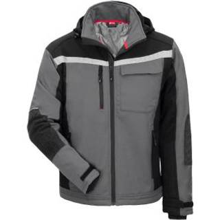 Nitras 7182  MOTION TEX PLUS Grå Sort Softshell jakke  340 G/m  Vindfang i ærmer, aftagelig hætte med snøre. 100 % polyester