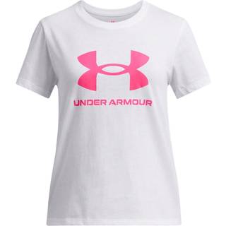 Under Armour Big Logo Girls' Short Sleeve White / Super Pink / Super Pink YXL (160 - 170 cm)