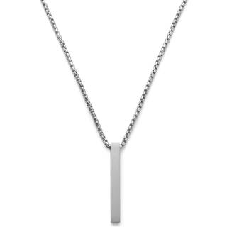 Mat Sølvfarvet Rustfri Stål Halskæde med Linje Vedhæng