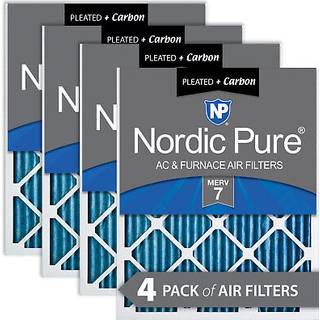 Nordic Pure 20x20x1 19_1/2 x 19_1/2 x 3/4) Plisserede luftfiltre Merv 7 Plus Carbon 4 Pack