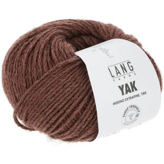 Lang Yarns Yak 0062 Indhold: 70% Extrafine merinould, 30% Yak Vægt/længde: 50 g = ca. 120 meter Anbefalede pinde: 4,5-5 mm Strikkefasthed: 10x10 cm = 18 m x 26 p Vask: Håndvask / Tåler ikke tørretumbling.