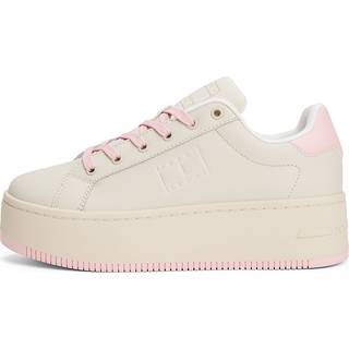 Tommy Jeanstil kvinder. EN0EN02518 Beige plateautræningssko (36), Læder, 3-5 cm, Blonder, Casual