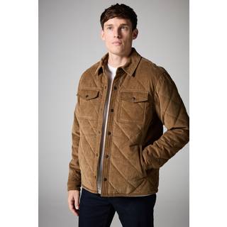 Next Tan Brown Borg Lined Diamond Quilt Corduroy Shacket