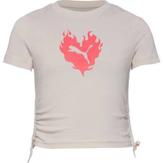 Women&#39;s Puma FLAMING LOVE Knotted Tee Youth, White, Size 11-12Y, Clothing - Alpine Snow - 11-12Y