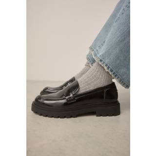 Next Black Patent Standard/Wide Fit Forever Comfort Chunky Loafers