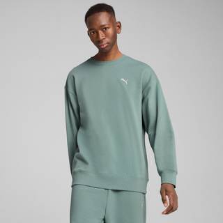 Men&#39;s Puma WARDROBE ESS Relaxed Crew, Green, Size XS, Clothing - Green Moon - XS