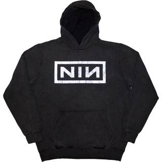 Nine Inch Nails Hættetrøje Classic Logo Stone Wash Unisex Charcoal Grey L