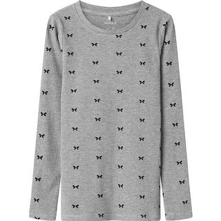 Name It Top Grå Meleret Med Sløjfe Print Viskose