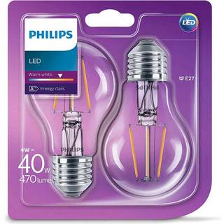 Philips LED Filament Standard Pære 2 Stk - 40 W E27