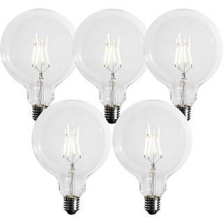Sæt af 5 E27 3-trins dæmpbar LED spiral filament G125 4W 450lm 3000K