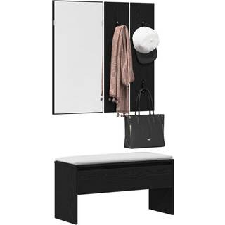 Entrémøbelsæt 4 Dele Sort Eg 80 X 30.5 X 40 Cm Konstrueret Træ