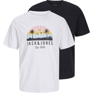 JACK & JONES JACK & JONES Black 2 Pack Short Sleeve Printed T- Shirts
