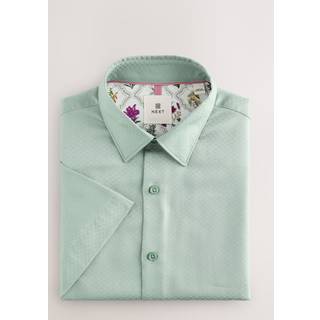 Next Green Regular Fit 100% Cotton Short Sleeve Textured Shirt