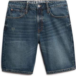 SUPERDRY VINTAGE STRAIGHT SHORT - Blå