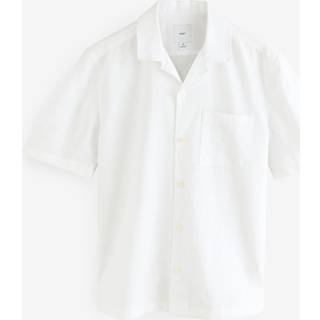 Next White Cuban Collar Cotton Linen Blend Short Sleeve Shirt