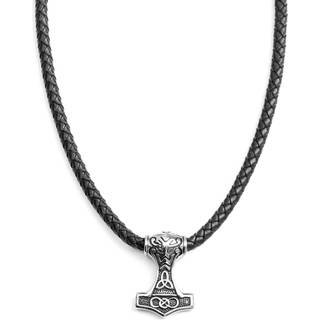 Sort Læderhalskæde med Dobbeltsidet Keltisk Motiv