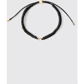 Mens Black Rope Bracelet With Gold