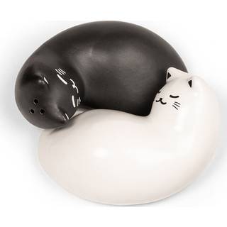 Kikkerland - salt and pepper shaker set - 2 pcs - Purrfect - black / white