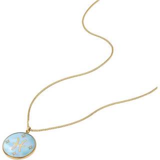 Fossil Written in the Stars Gold-Tone Stainless Steel Green Mother-of-Pearl Pisces Pendant Ladies Necklace JF04848710