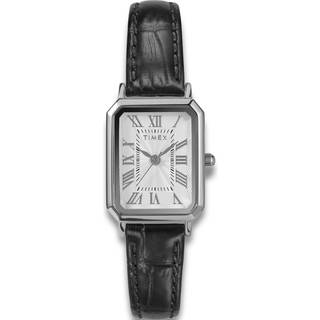 TIMEX Womens Dress i stål med sort læderrem