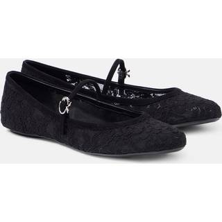 Gianvito Rossi MJ leather-trimmed lace ballet flats - black - EU 40.5