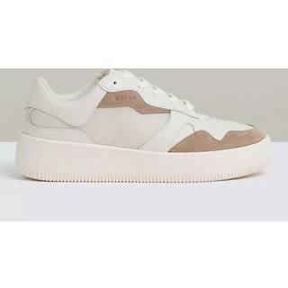 Reiss Reiss Taupe Ruth Leather And Mesh Platform Trainers