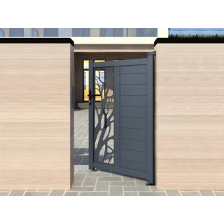 Svingport i antracitgråt aluminium 105 x 172 cm LABRIT