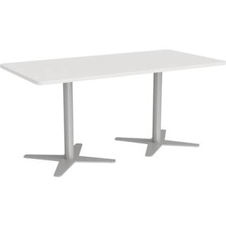 Mødebord DNA, Hvid 1600x800 mm rektangulær, Alugråt understel