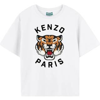 KENZO KIDS KENZO KIDS Short Sleeve Tiger Print Logo White T-Shirt