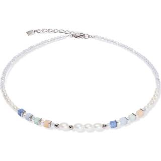 Coeur De Lion Silver Cosmic Pearls Pastel Cubes Necklace - Silver - White - 42cm