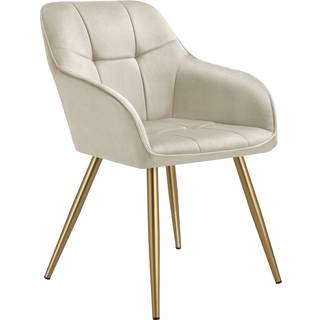 Stol Marilyn, velour, quiltet - creme/guld,pr. stk.