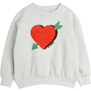 Mini Rodini GOTS Arrowed Heart Chenille Sweatshirt Grey Melange 116/122 cm  Grå  116/122 cm  Unisex